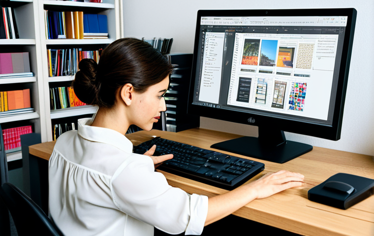 Professional Font Selection**
"A graphic designer selecting fonts on a computer screen, surrounded by design books and a color palette. She is wearing a professional blouse and skirt, fully clothed. The scene takes place in a bright, modern office. Safe for work, appropriate content, perfect anatomy, natural proportions, professional, modest clothing, well-formed hands."
**